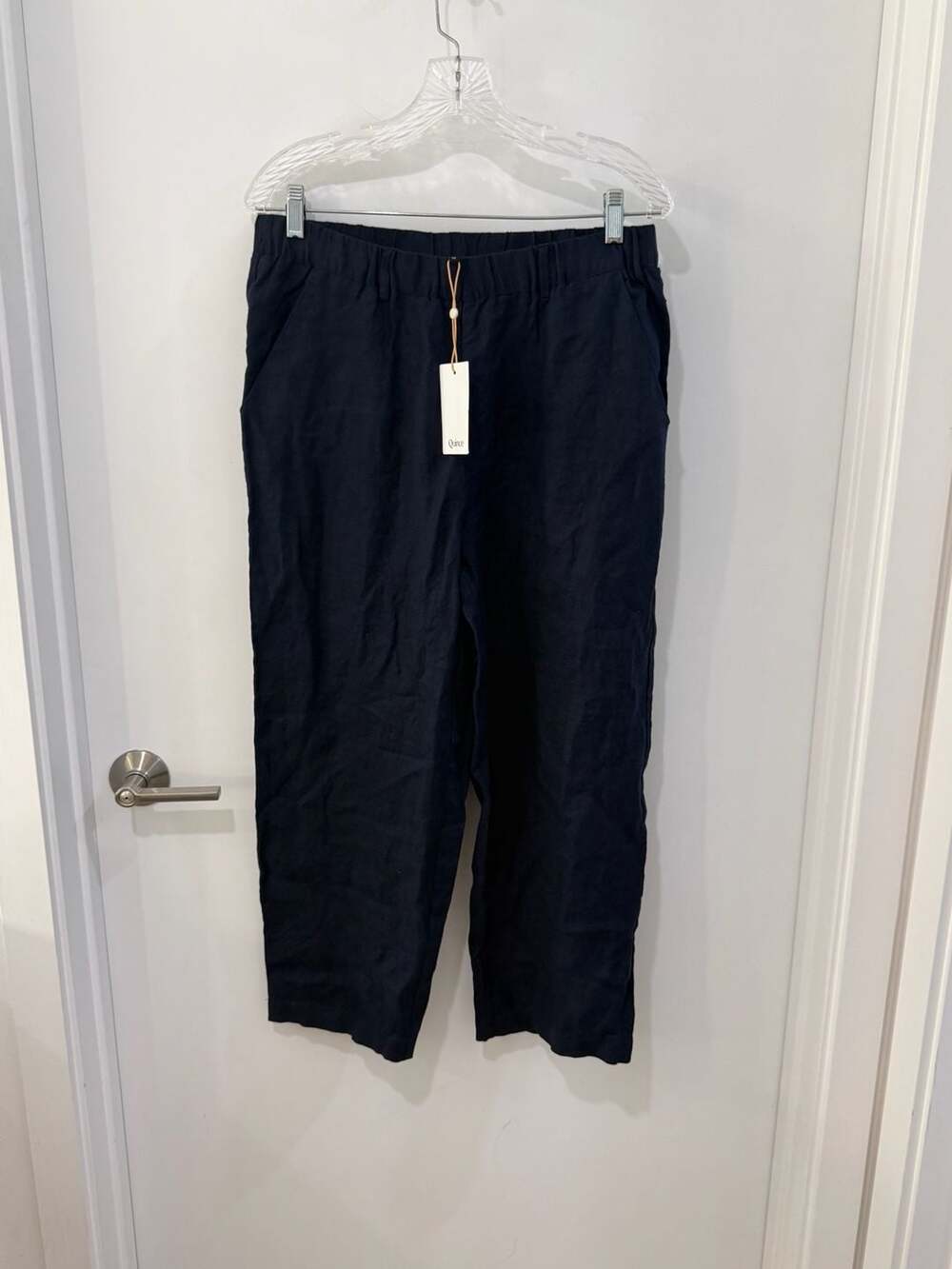 Quince 100% European Linen Elastic Waist Ankle Pants - Navy